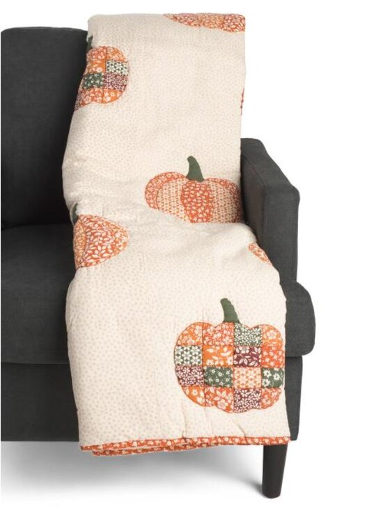 MADE IN INDIA Other - MADE IN INDIA Pumpkin Quilted Vintage Look Throw